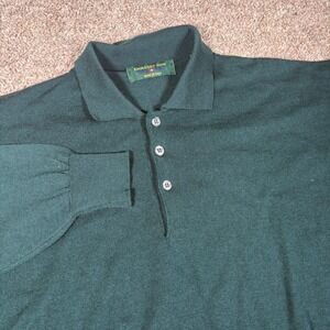 Embassy‎ Row Mens XXL Forest Green Pure New Wool Long Sleeve Polo Sweater Italy